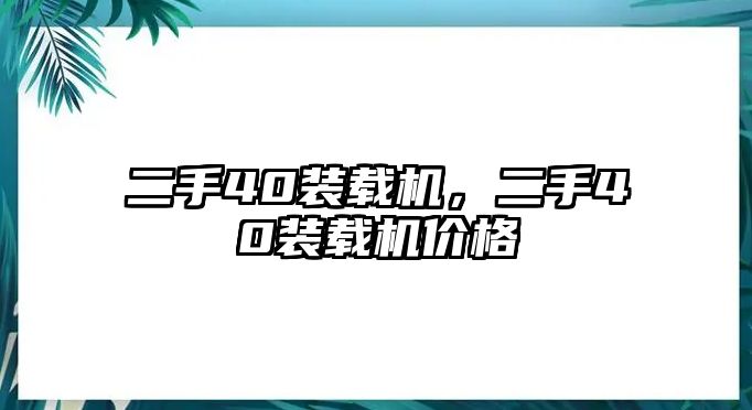 二手40裝載機(jī)，二手40裝載機(jī)價(jià)格