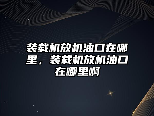 裝載機放機油口在哪里，裝載機放機油口在哪里啊