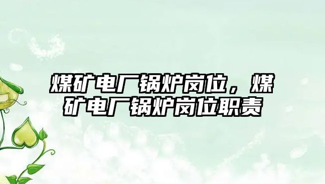 煤礦電廠鍋爐崗位，煤礦電廠鍋爐崗位職責